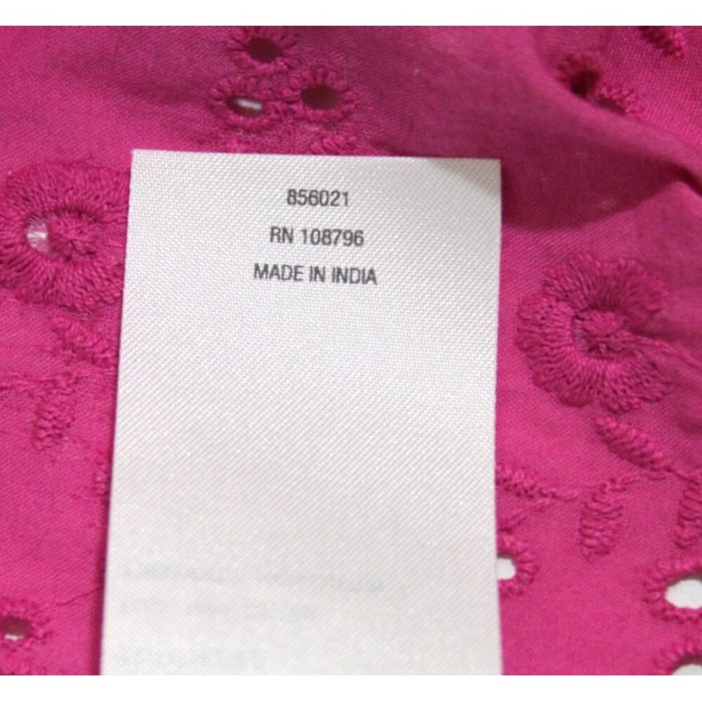 Colleen Lopez Cotton Eyelet Button Up Jacket Pink Fuchsia Women Lightweight Lg - Picture 9 of 10